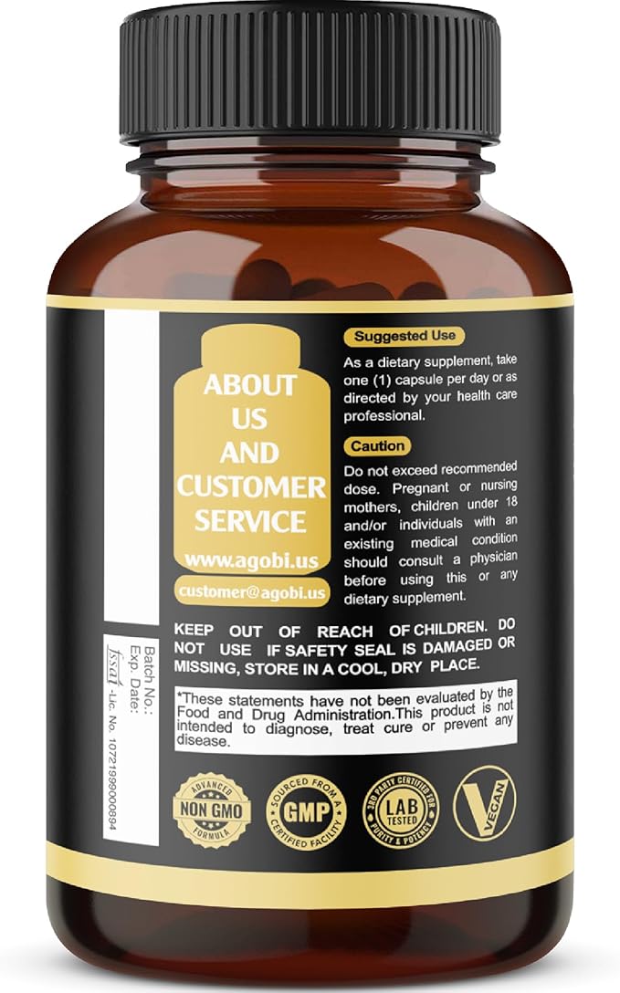 5in1 Premium Ashwagandha Capsules - Added Turmeric, Rhodiola Rosea, Ginger, Black Pepper - 180 Caps for 6 Months