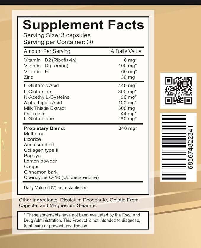 VITAMISAN Glutathione Liposomal, NAC, Milk Thistle, Collagen, Total, 90 Capsules, Made in USA, Fresh