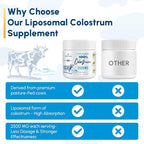 Liposomal Bovine Colostrum Powder Supplement 2500 mg, Higher Absorption Than Regular Bovine Colostrum (60 Servings)