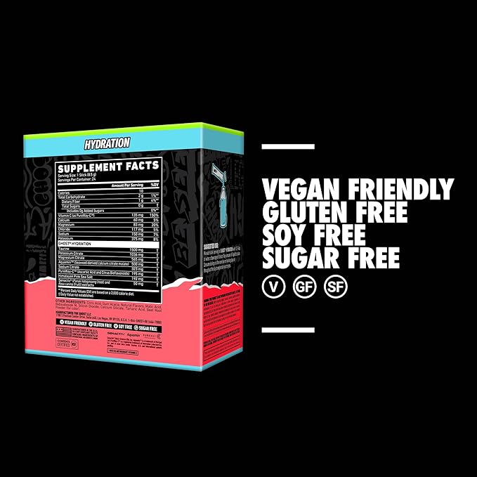 GHOST Hydration Sticks, Electrolyte Powder Packets, Kiwi Strawberry - 24 Sugar Free Instant Electrolyte Drink Mix - Caffeine-Free Daily Hydration & Immune Support with Clean Formula