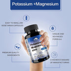 Potassium Magnesium Supplement 1000mg, Magnesium Potassium Zinc Aspartate,Non-GMO, Vegan, (150 Capsules)