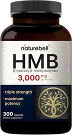 NatureBell HMB 3,000mg - 300 Capsules - Triple-Strength Supplement for Lean Muscle Mass Support - Aids Against Muscle Breakdown in Men & Women* - Non-GMO & Gluten-Free