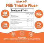 Milk Thistle Supplement,120 Capsules - 380mg of Extract & 80% Silymarin Standardized, Liver Support Supplement, Vegan, Non-GMO