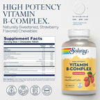 SOLARAY Vitamin B-Complex Chewables, Strawberry, Healthy Energy, Red Blood Cell, Stress & Metabolism Support, 50 Tablets