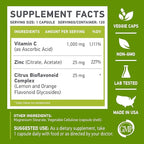 | Vitamin C + ZINC | C - 1000 | VIT C 1000mg | Zinc 25mg | Citrus Bioflavonoids 25mg | Non-GMO & Gluten Free | 120 Capsules