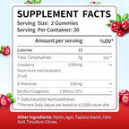 Cranberry Gummies with Probiotics & D-Mannose for Women & Men – Bladder & Urinary Tract Health, Digestive & Immune Support, Sugar Free, Vegan, Non-GMO, 120 Count