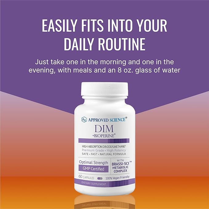 Approved Science DIM - Estrogen Metabolism Support - DIM, Broccoli Sprout, Mustard Seed, Calcium, BioPerine - Vegan - 3 Bottles -180 Capsules