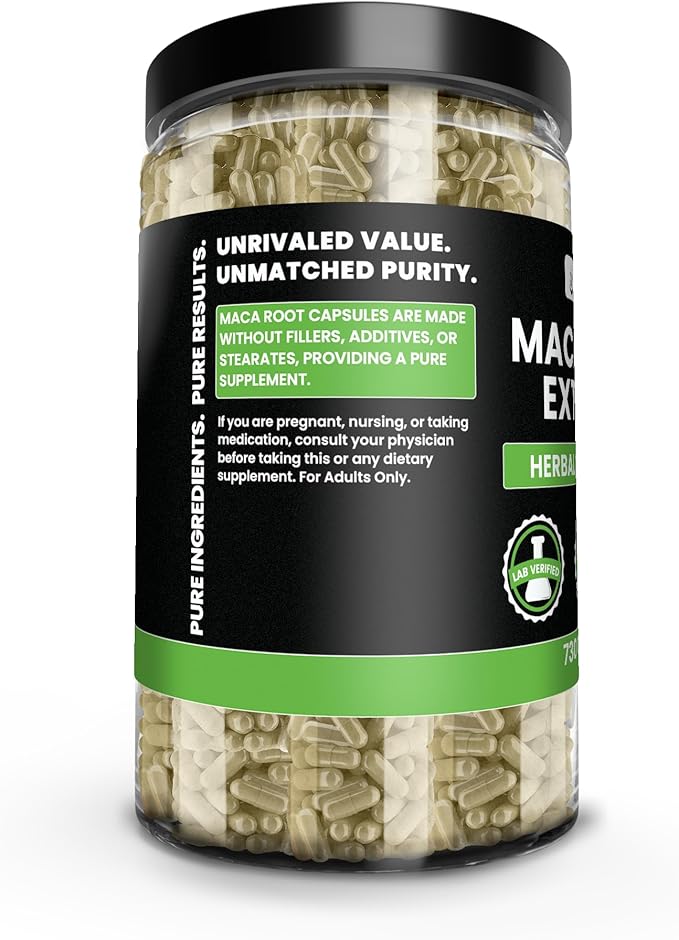 PURE ORIGINAL INGREDIENTS Maca Root (730 Capsules) No Magnesium Or Rice Fillers, Always Pure, Lab Verified