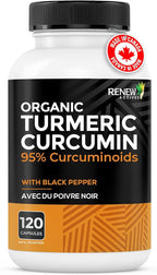 Renew Actives Turmeric Curcumin with Black Pepper – 600MG Turmeric Root, 100MG Curcuminoids per 2 Capsules – Supports Digestion, Liver Health, Joint Relief & Mobility – Made in Canada – 120 Capsules