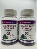 Vitamatic Grape Seed Extract Gummies – Plant-Based Botanical Extract – Natural Grape & Black Currant Flavor – Vegan, Non-GMO – Herbal Supplement – 60 Gummies - 2 Pack