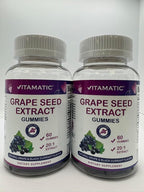 Vitamatic Grape Seed Extract Gummies – Plant-Based Botanical Extract – Natural Grape & Black Currant Flavor – Vegan, Non-GMO – Herbal Supplement – 60 Gummies - 2 Pack
