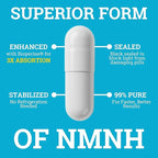 NMNH Supplement 250MG Pure Dihydro-Nicotinamide Mononucleotide (NMN Supplement Alternative with Bioperine® For 3X The Bioavailability) NAD Supplement to Boost NAD+ Levels For Anti-Aging & Energy