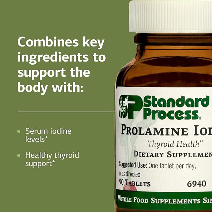 Standard Process Prolamine Iodine - Thyroid Health Supplement - Essential Endocrine Support with Iodine - Gluten-Free, Non-Dairy, & Non-Soy - 90 Tablets (90 Servings)