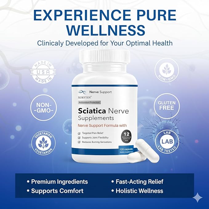 Sciatica Nerve Pain Relie | Botanical Extracts | Carefully Selected Ingredients, Premium Quality, 120 Capsulesf