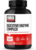 Force Factor Digestive Enzymes Complex to Support Digestive Health, Gut Health, and Provide Bloating Relief for Women and Men, Full-Spectrum 10 Digestive Enzymes, Non-GMO, 90 Capsules