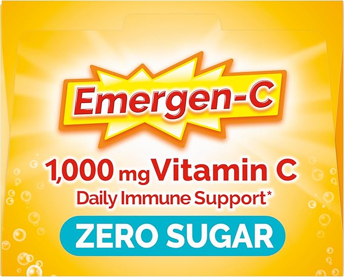 Emergen-C Zero Sugar 1000 mg Vitamin C Powder for Daily Immune Support Caffeine Free Vitamin C Supplements with Zinc & Manganese,B Vitamins&Electrolytes, Raspberry Lemonade Flavor 36 Count(Pack of 2)