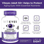 Viteyes Vision for Ages 50 Plus for Eye Health, Vision Support, Aging Eyes, Lutein, Zeaxanthin, Omega-3, Zinc, Vitamin C, Vitamins D, Vitamins E, Eye Doctor Trusted, Manufactured in The USA, 90 Ct