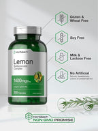 Horbäach Lemon Bioflavonoids Supplement | 1400 mg | 200 Capsules | Complex with Rutin and Hesperidin | Non-GMO and Gluten Free