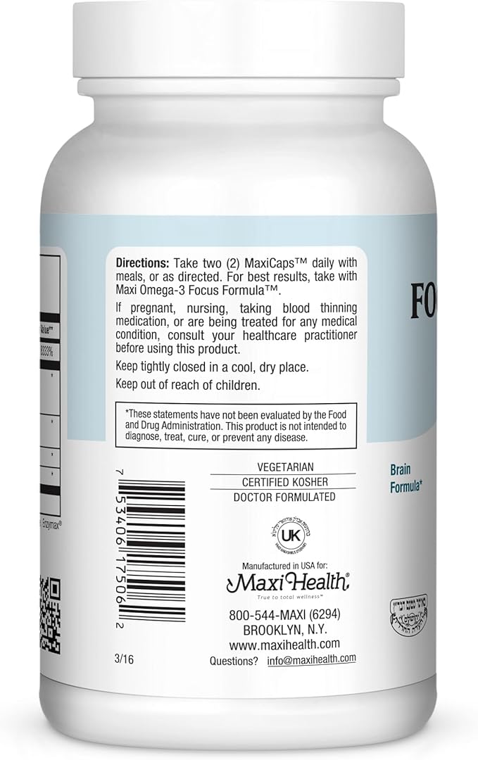 Focusmax Nootropic Brain Supplement for Memory, Focus & Mood Support – Methylated B12, Ginkgo Biloba, Phosphatidylserine, Acetyl-L-Carnitine – Mental Clarity & Energy – 60 Vegetarian Capsules