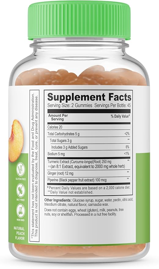 Lifeable Turmeric Curcumin with Ginger & Black Pepper Extract – 2000mg – Great Tasting Natural Flavor Gummy –Vegetarian GMO-Free Supplement – 90 Gummies (Pack of 2)