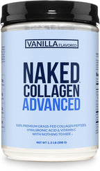 NAKED Vanilla Collagen Advanced - Peptides Protein Powder, Hyaluronic Acid, Vitamin C, Pasture-Raised, Grass-Fed Hydrolyzed Collagen Supplement, Paleo Friendly, Non-GMO, Keto, Gluten Free, 1.3LB