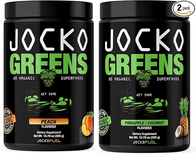 Jocko Fuel Greens Powder Bundle - Greens & Superfood Powder for Healthy Green Juice - Keto Friendly with Spirulina, Chlorella, Digestive Enzymes, & Probiotics - 60 Servings