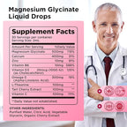Magnesium Glycinate Supplement, Magnesium Glycinate Liquid Drops 500mg with Calcium, Zinc, Vitamin B6, D3, L-Theanine, Omega 3 for Sleep, Mood, Stress Relief, Bone, Muscle, Cherry Flavor