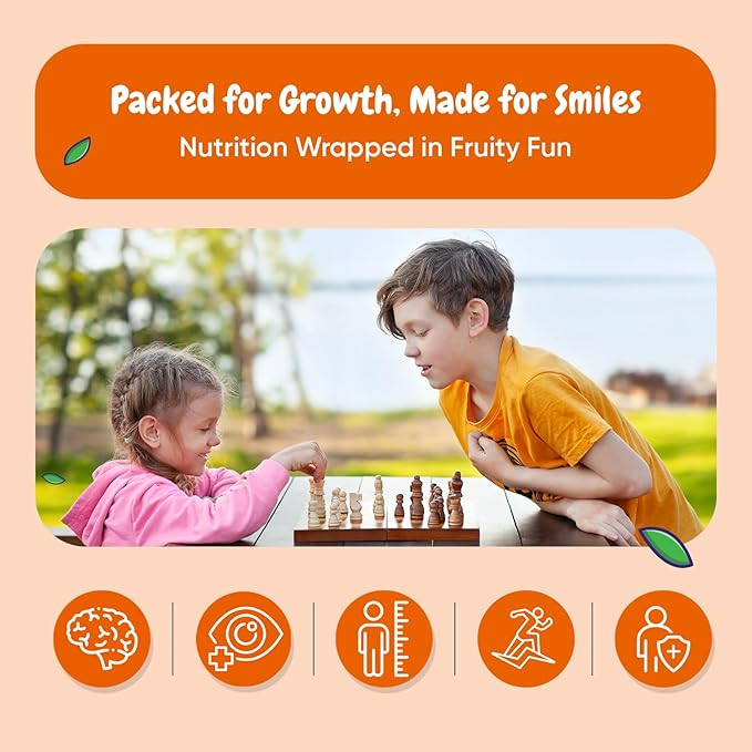 maxmedix Kids Multivitamin Gummies with Omega 3 6 9 | 20 Key Vitamins C, A, D, E, B12 & Zinc - Daily Multivitamin for kids Healthy Immune System, Raspberry & Orange Flavors, 2-Month Supply (120 Count)