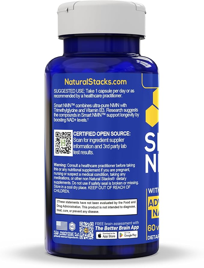 NATURAL STACKS Smart Ginkgo Biloba & Smart NMN Supplement Bundle - Extra Strength Brain Support & NAD+ Support* - 120 Total Capsules
