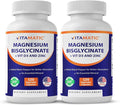 Vitamatic Magnesium (from Bisglycinate & Oxide) with Vitamin D3 & Zinc - 120 Veg Capsules - Supports Muscle, Joint, Nerve & Heart Health – Non-GMO, Gluten-Free - 2 Pack