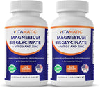 Vitamatic Magnesium (from Bisglycinate & Oxide) with Vitamin D3 & Zinc - 120 Veg Capsules - Supports Muscle, Joint, Nerve & Heart Health – Non-GMO, Gluten-Free - 2 Pack