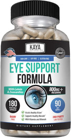 Kaya Naturals Eye Health Supplement - Lutein & Zeaxanthin - Supports Eye Strain, Dry Eyes, and Vision Health - 800mg Vitamin Supplement - 180 Count