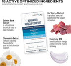 Granions Advanced Muscle Comfort - Natural Muscle Relaxer Pills Support - Quinine, Magnesium, Potassium, B Vitamins, Chamomile, CoQ10 - Immediate Muscle Relaxation and Comfort - 120 Tablet, 30 Serving