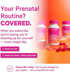Pink Stork Premium Prenatal Gummy Vitamins with DHA, Folate, and Vitamin D - Multivitamin for Neural Tube and Fetal Brain Development - 60 Vegan Gummies for Morning Sickness Support