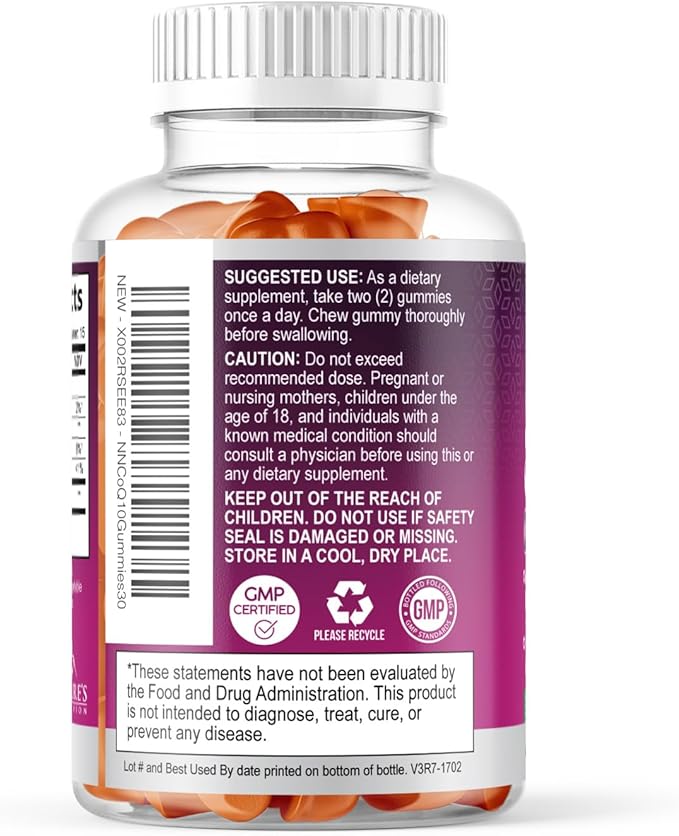 CoQ10 Gummies 100mg Per Serving - 3X Strength, High Absorption, Antioxidant Supplement for Heart Health Support & Energy Production, Ultra Coenzyme Q10 Vitamins, Coq 10 Supplements - 30 Gummies
