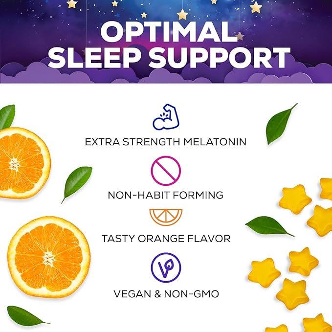 Sleep Gummies for Adults - Sugar Free Melatonin 6 MG Per Serving Gummy Supplement - Natural Zero Sugar Sleeping Gummy for Adults & Kids, Orange Flavored, Extra Strength Sleep Support - 60 Gummies
