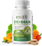 Eye + Brain Supplements for Memory and Focus, Lutein 40mg, Zeaxanthin, Astaxanthin, Bilberry, Lion’s Mane, Bacopa Monnieri, Ginkgo Biloba, 14 in 1 Eye Vitamins for Adults & Seniors 120 Capsules