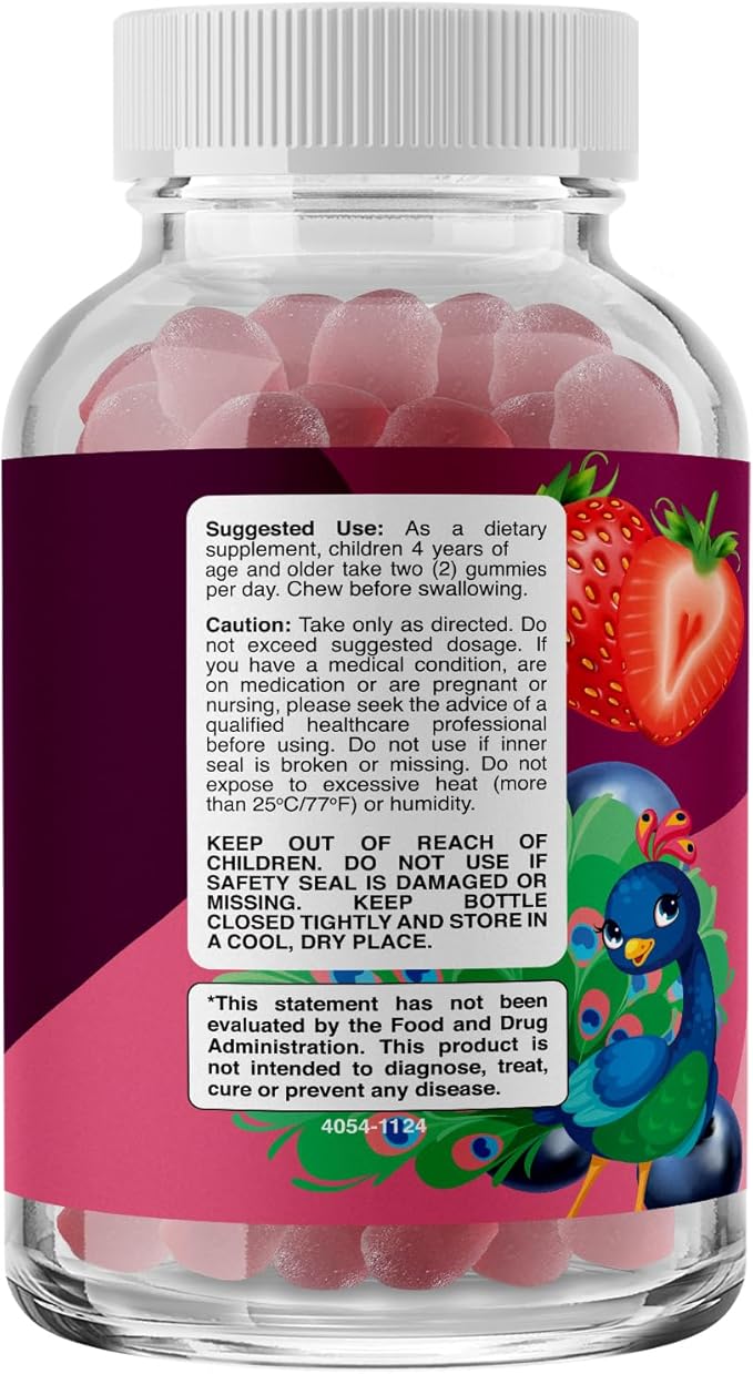 Vegan Kids Focus Gummies - Potent Chewable Brain Support for Children - Enhances Concentration & Memory - Calming Supplements & Focus Gummies for Kids - Non-GMO & Gluten-Free - 60 Count - 3 Pack