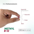 Vitamin B12 Methylcobalamin 3000 mcg – Fast Dissolve Vitamin B12 Sublingual Tablets, Methylated B12 & Folate, Natural Cherry Flavor – 100 Tablets