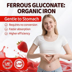Iron Gummies for Women Teen Girls, Ferrous Gluconate 324 mg with Vitamin C, Iron Supplement Plus Vitamin A, B, Folate, Copper, Zinc, Energy & Blood Support, Immune Health, Sugar Free 60 Gummies