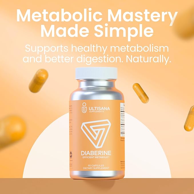 Diaberine Berberine HCL 500mg for Metabolism & Energy Boost | Supports Heart Health & Immunity | Berberine Supplement with Vitamin B12, Magnesium & Chromium | Non-GMO & Vegan, 90 Count