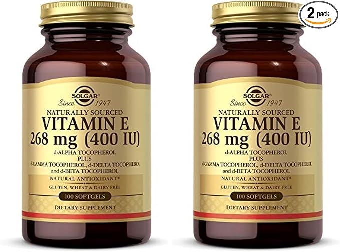 Solgar Vitamin E 268 MG (400 IU) (d-Alpha Tocopherol&Mixed Tocopherols),100 Softgels-Supports Immune System&Skin Nutrition-Natural Antioxidant-Gluten Free,Dairy Free-100 Servings,(Pack of 2)