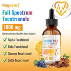 Full Spectrum of Tocotrienols Supplement 1200mg- Tocotrienol Vitamin E Liquid,Tocopherol-Free - Superior Antioxidant Blend - Higher Absorption - 2 fl oz,30 Servings