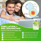 Sugar Free Lutein Gummies 25mg, Lutein and Zeaxanthin Supplements for Eye Health, 13-in-1 Eye Care Formula with Omega-3 Bilberry Saffron-Vision Health, Eye Strain, Dry Eyes, Vegan Mango Flavor 120 Ct