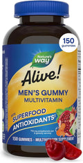 Nature's Way Alive! Men’s Multivitamin Gummies, Daily Gummy Vitamin for Men, Supports Cellular Energy Metabolism, Immune Health, Muscle Function*, with Vitamins A, C, D3, Zinc, Vegetarian, 150 Count