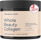 Designs for Health Whole Beauty Collagen - Collagen Peptides, Silica & Biotin Powder to Support Hair Skin and Nails - Support Hair Strength & Fullness (30 Servings)