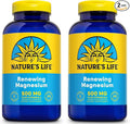 Nature’s Life Renewing Magnesium 500 mg - Magnesium Citrate, Magnesium Malate, Magnesium Oxide Plus Vitamin B-6 - Muscles and Nerves Support - Lab Verified - 275 Servings, 275 VegCaps (Pack of 2)