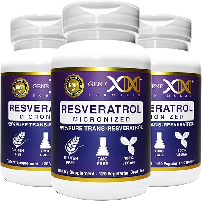 Genex Formulas 99% Micronized Trans-Resveratrol with BioPerine for Absorption 1000mg | Pure Organic Pharmaceutical Grade Trans-Resveratrol Capsules for Healthy Aging, 120 Capsules (3)