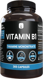 PURE ORIGINAL INGREDIENTS Vitamin B1 (Thiamine Mononitrate) (365 Capsules) No Magnesium Or Rice Fillers, Always Pure, Lab Verified