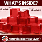 （2 Pack） Thiamine Vitamin B1 Gummies - 500g Vegan Sugar Free Thiamine Supplement, with Natural Mixed Berries Flavor for Adults & Kids (120 Counts)